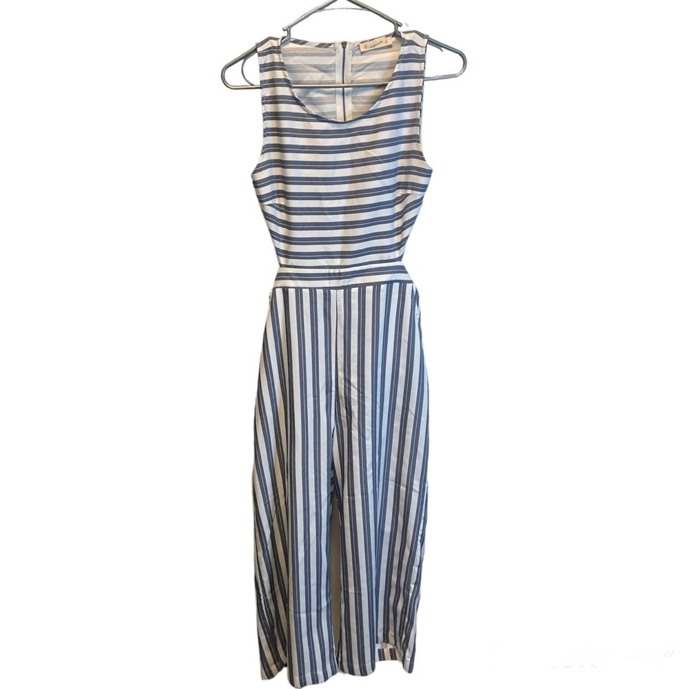 Magnolia Boutique Blue Stripped Romper/Jumpsuit - Small